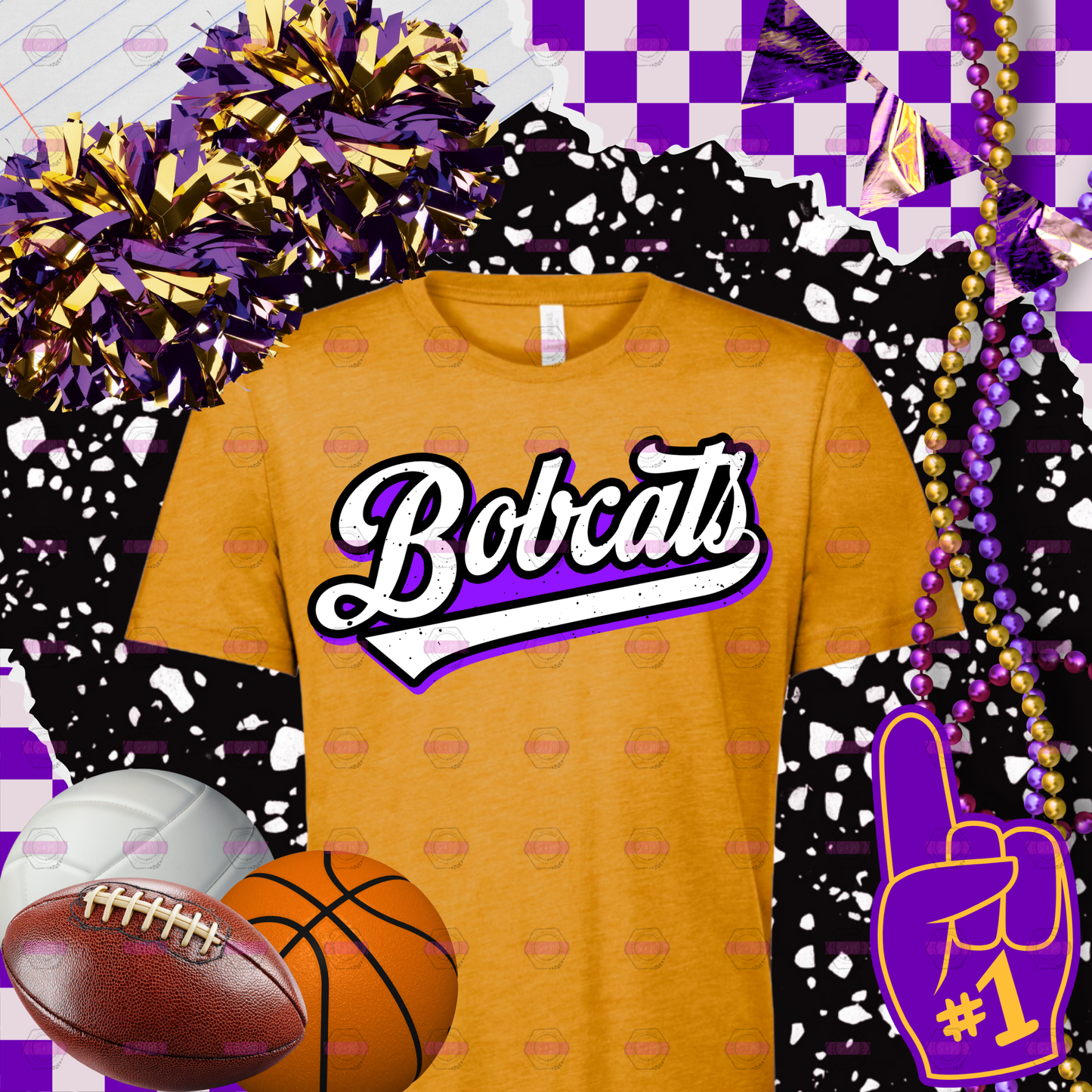Bobcats Retro Script Game Day T-Shirt