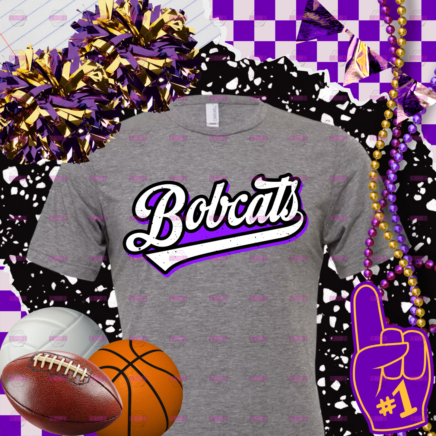 Bobcats Retro Script Game Day T-Shirt