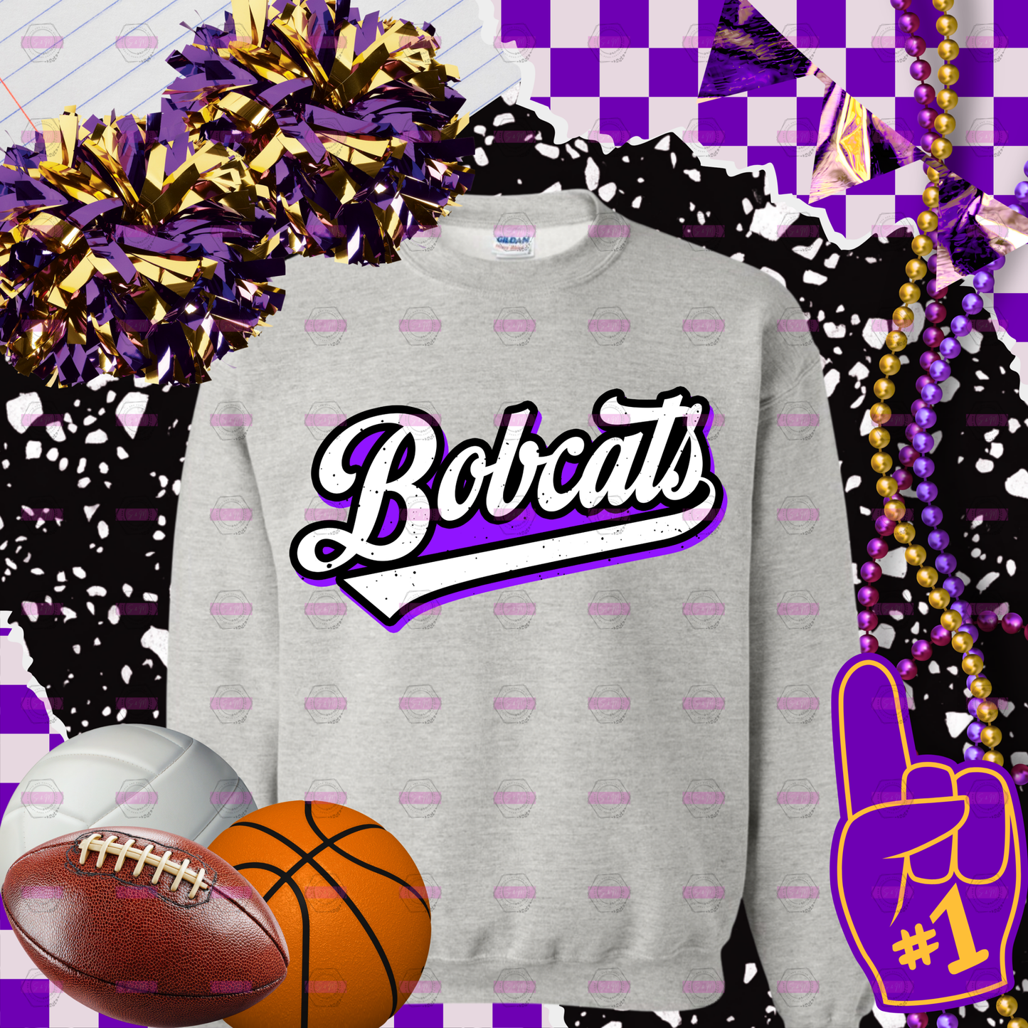 Bobcats Retro Script Game Day Crewneck Sweatshirt