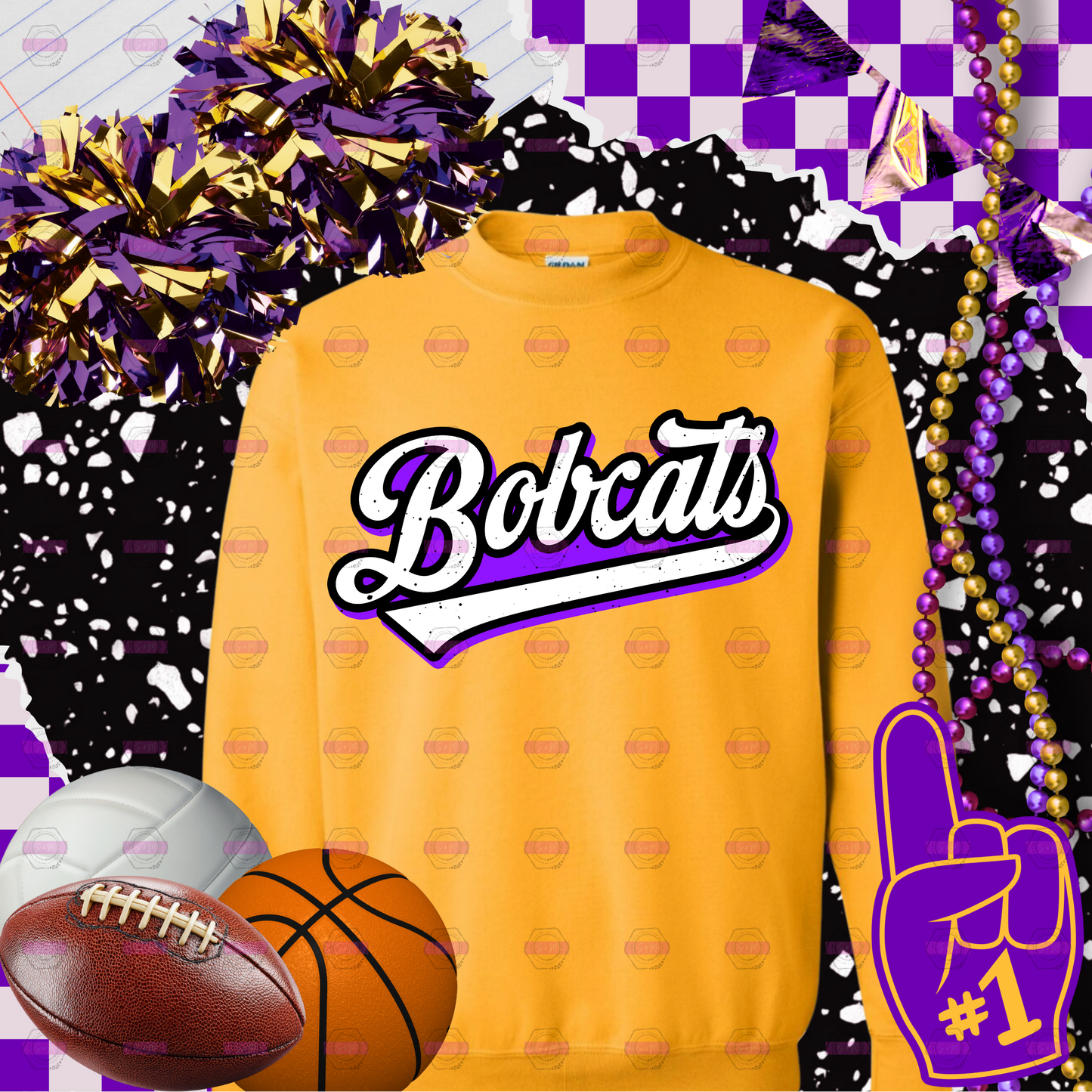 Bobcats Retro Script Game Day Crewneck Sweatshirt