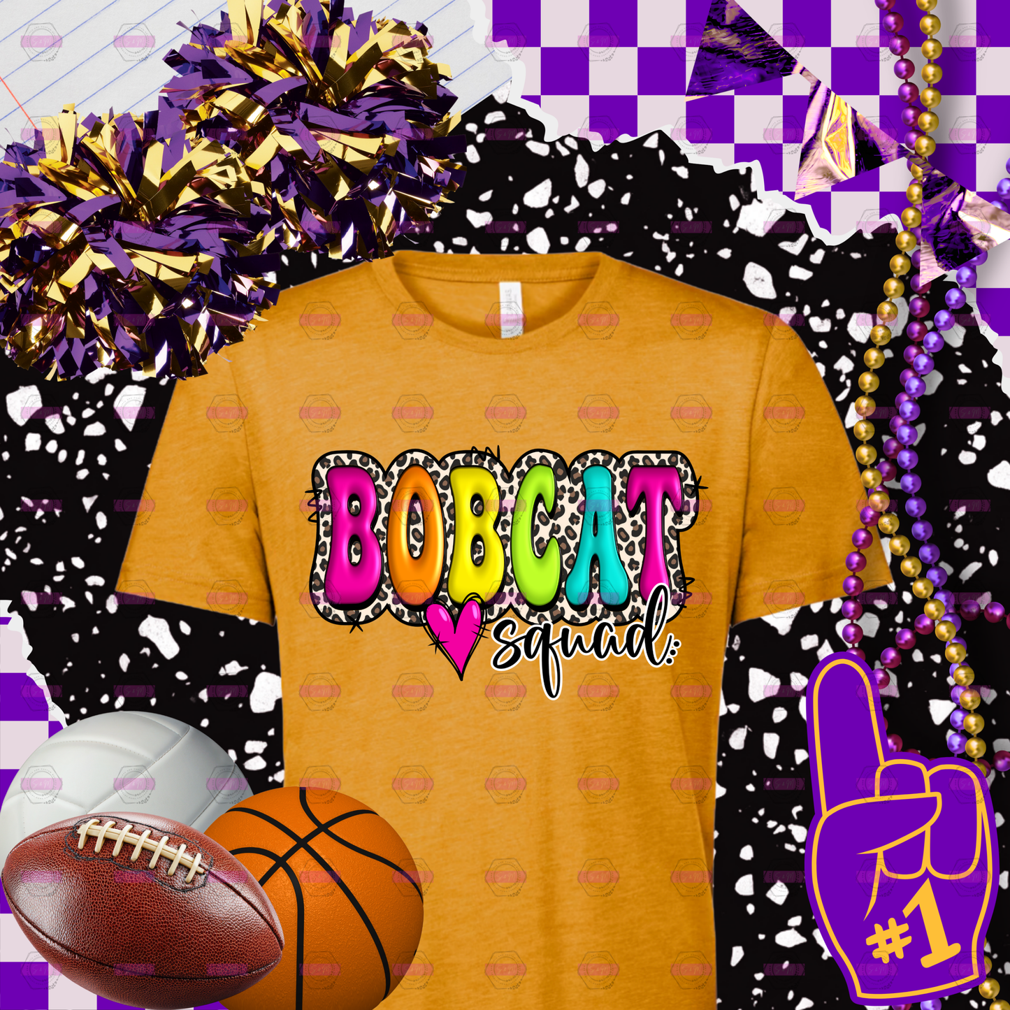 Bobcat Squad Colorful Leopard Design T-Shirt