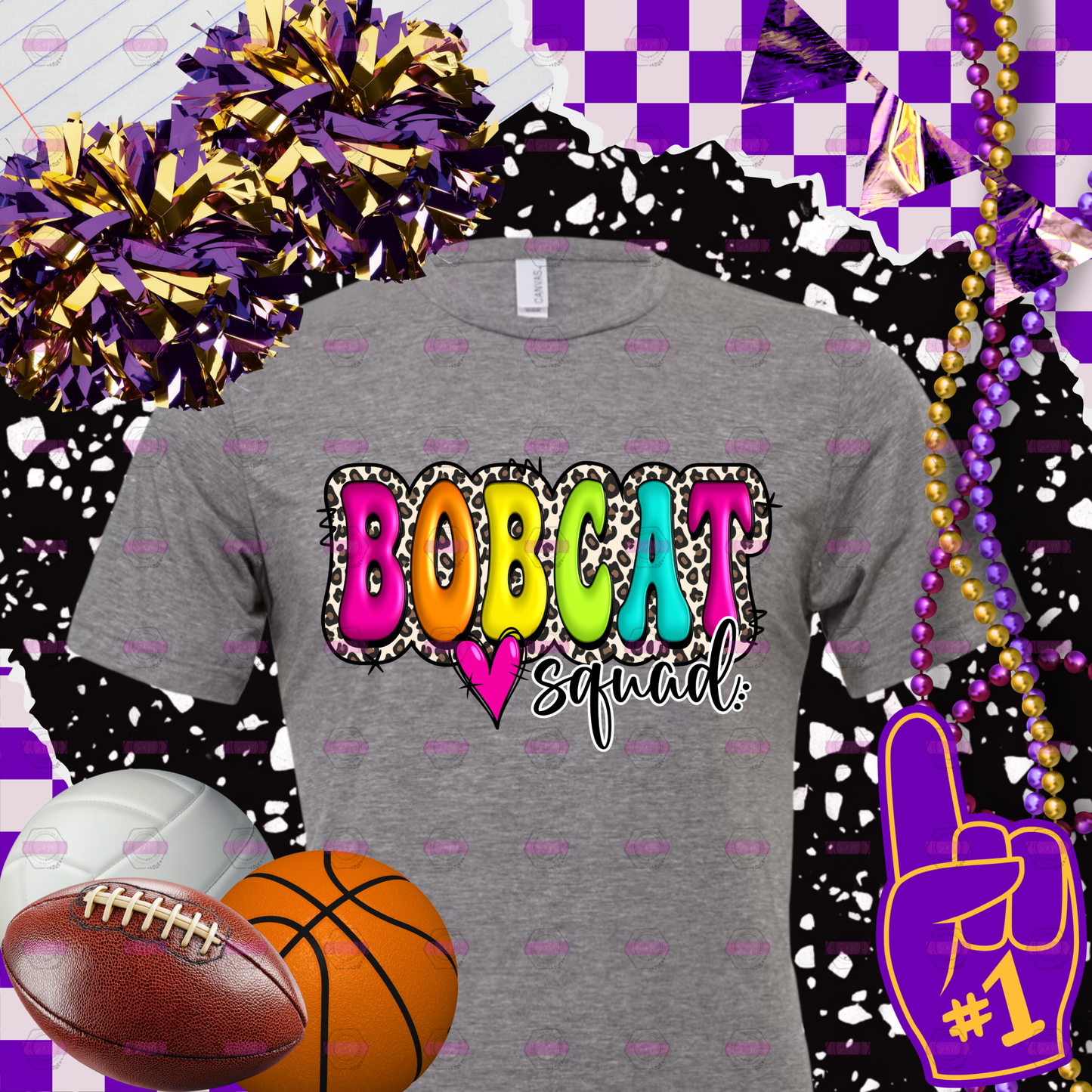 Bobcat Squad Colorful Leopard Design T-Shirt