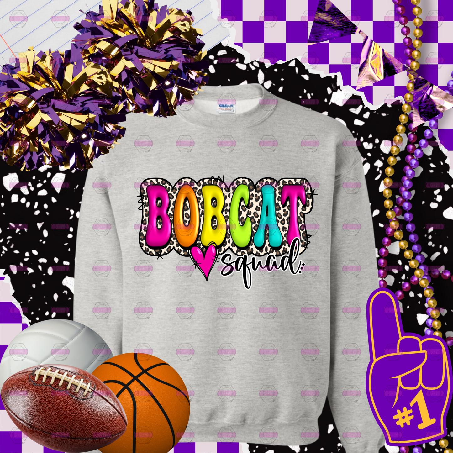 Bobcat Squad Colorful Leopard Design Crewneck Sweatshirt