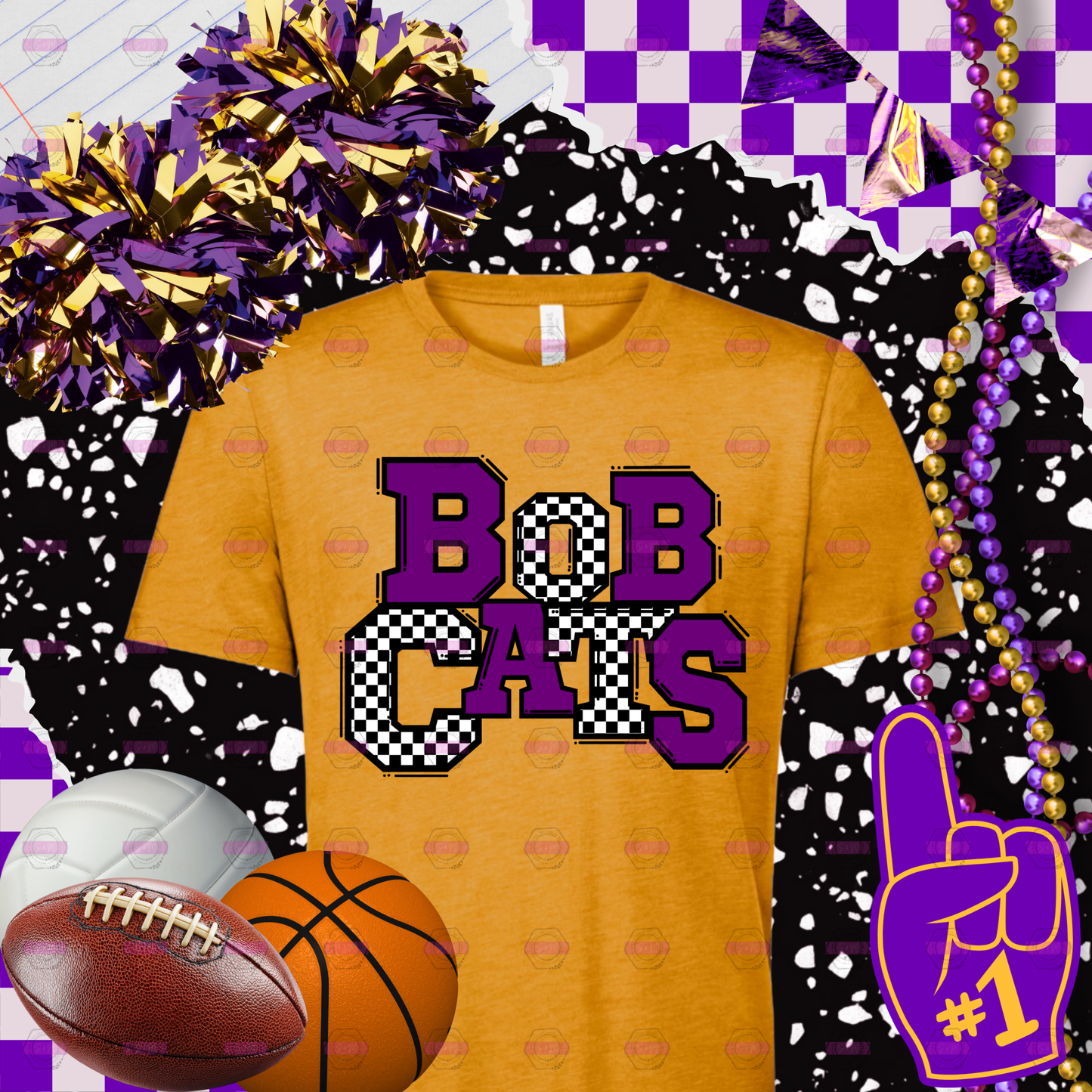 Bobcats Varsity Checkered T-Shirt