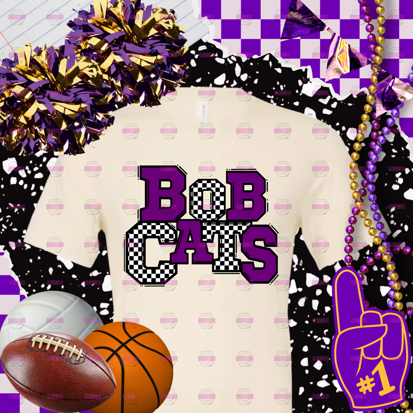 Bobcats Varsity Checkered T-Shirt