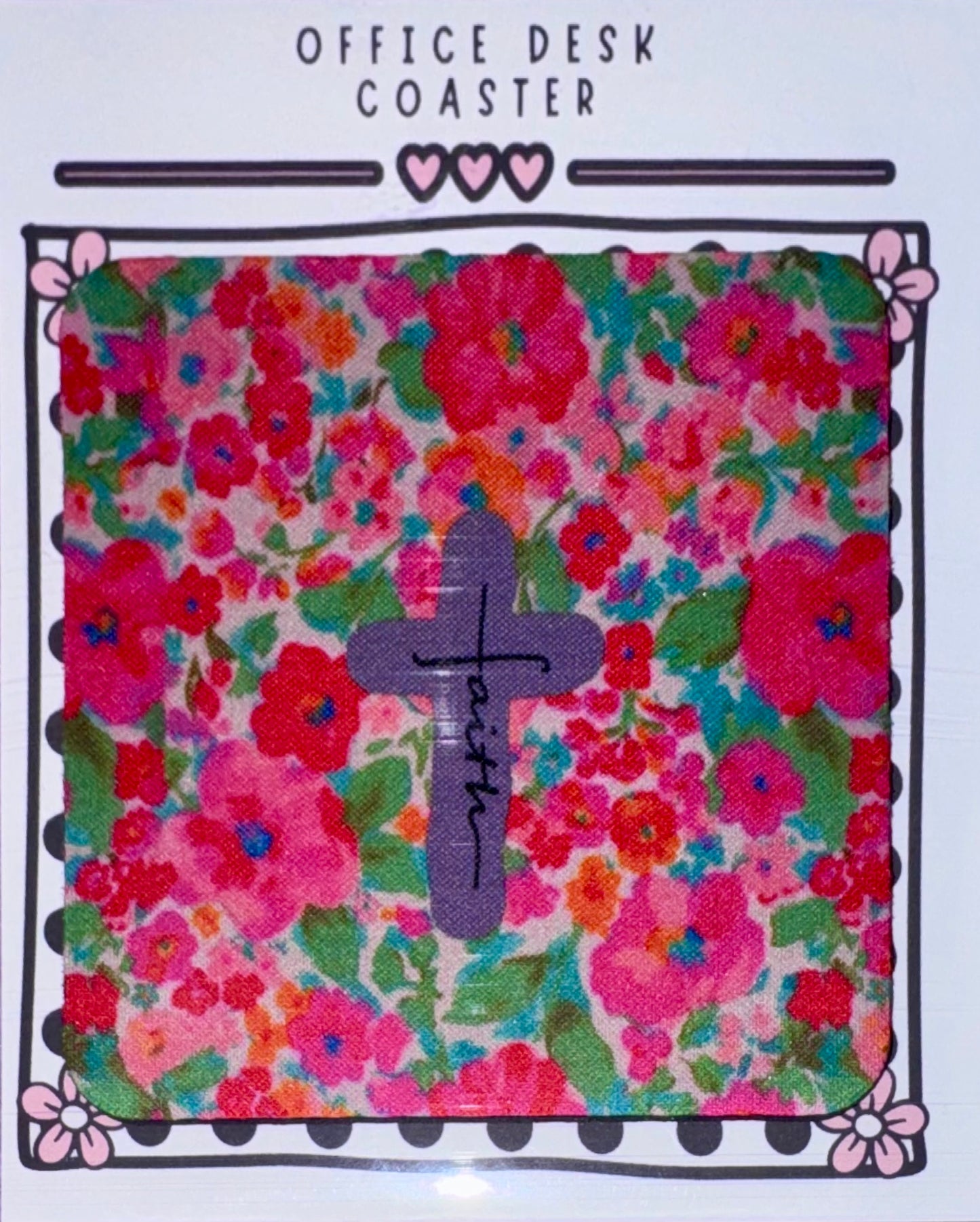 Faith Floral Cross Desk Coaster