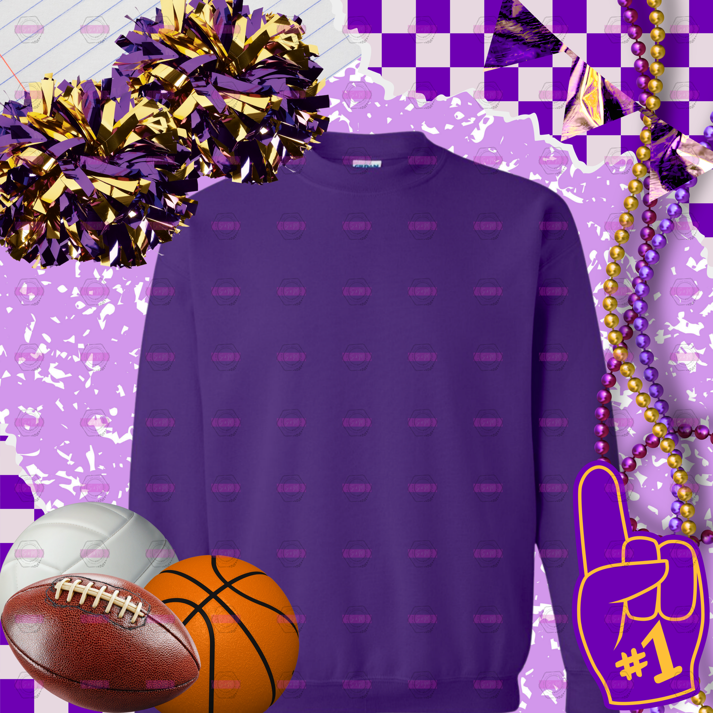 Purple 18000 Gildan Heavy Blend Adult Crewneck Sweatshirt Mockup