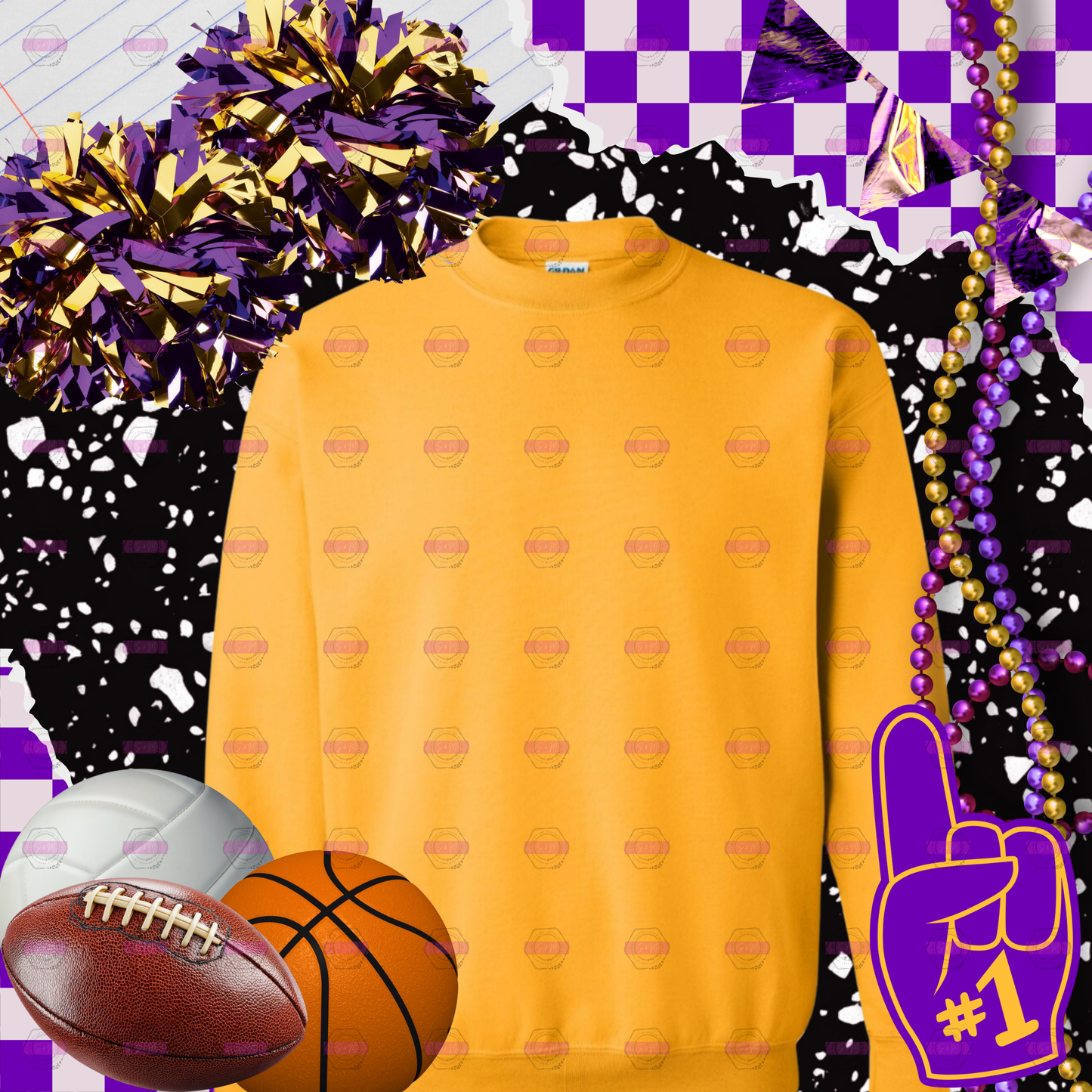 Gold 18000 Gildan Heavy Blend Adult Crewneck Sweatshirt Mockup