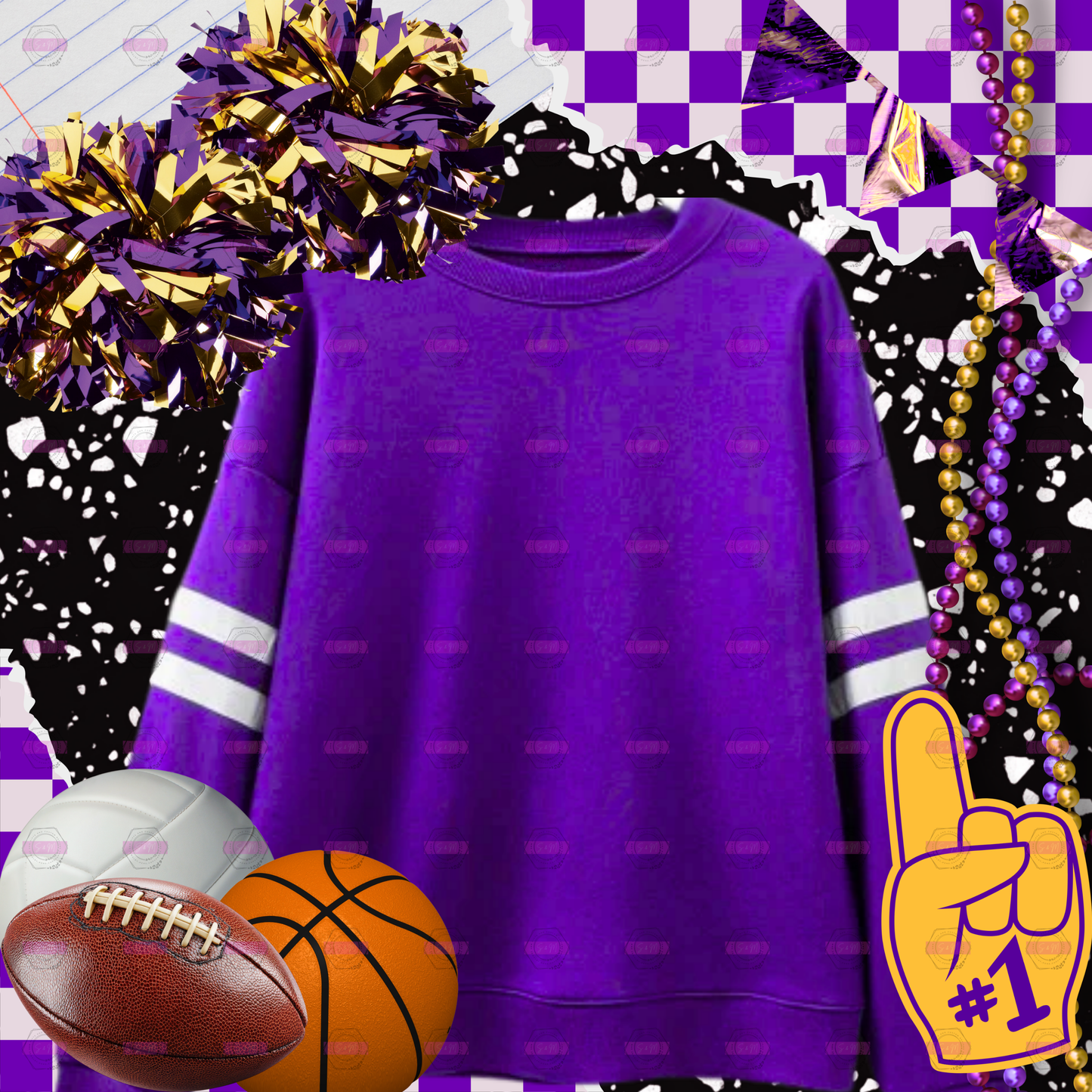 Purple Varsity Stripe Digital Sweatshirt Mockup