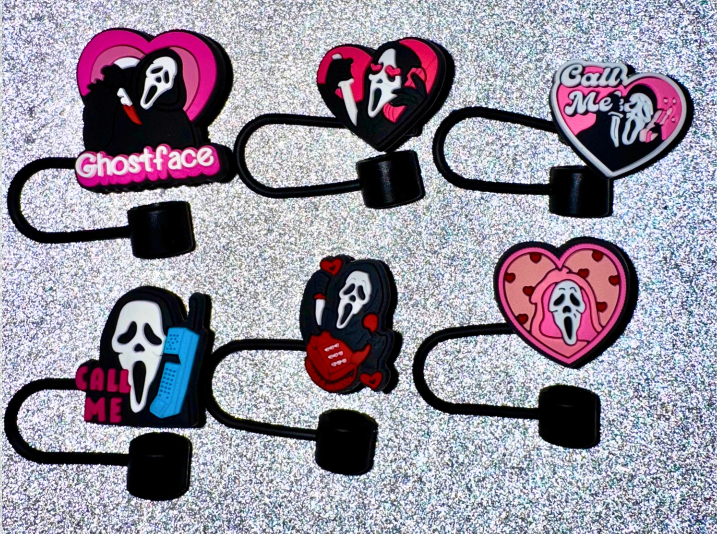Ghost Face Straw Toppers