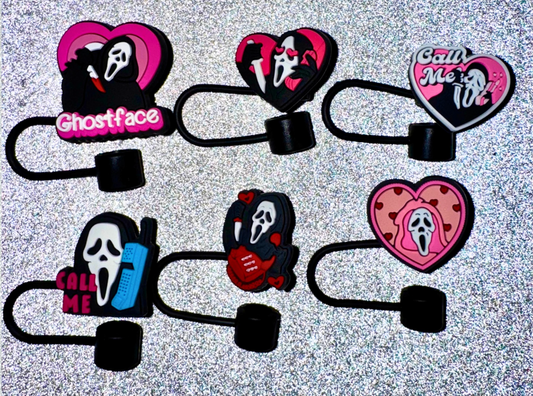 Ghost Face Straw Toppers