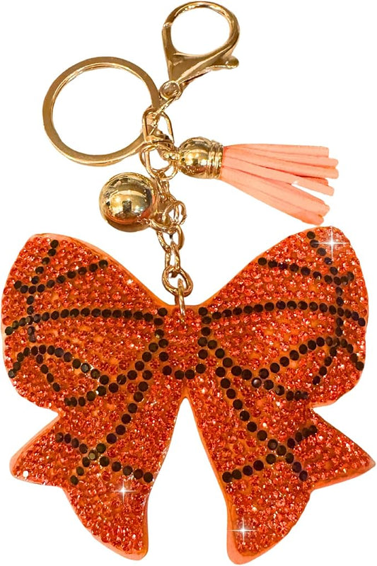 Basketball Rhinestone Bow Bag Charm / Keychain
