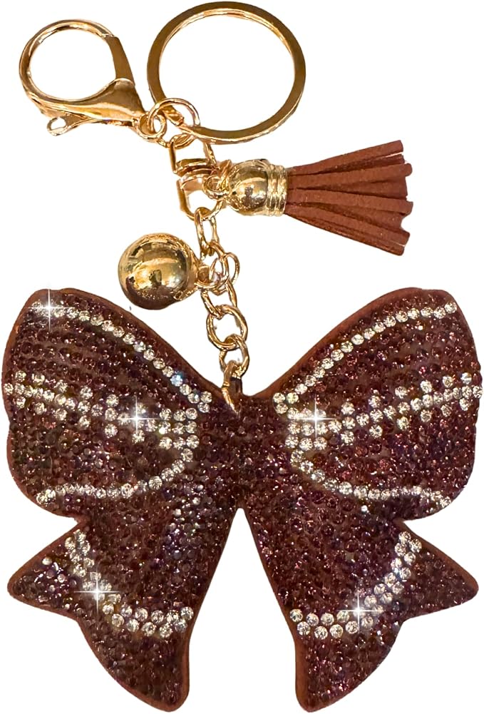 Football Rhinestone Bow Bag Charm / Keychain
