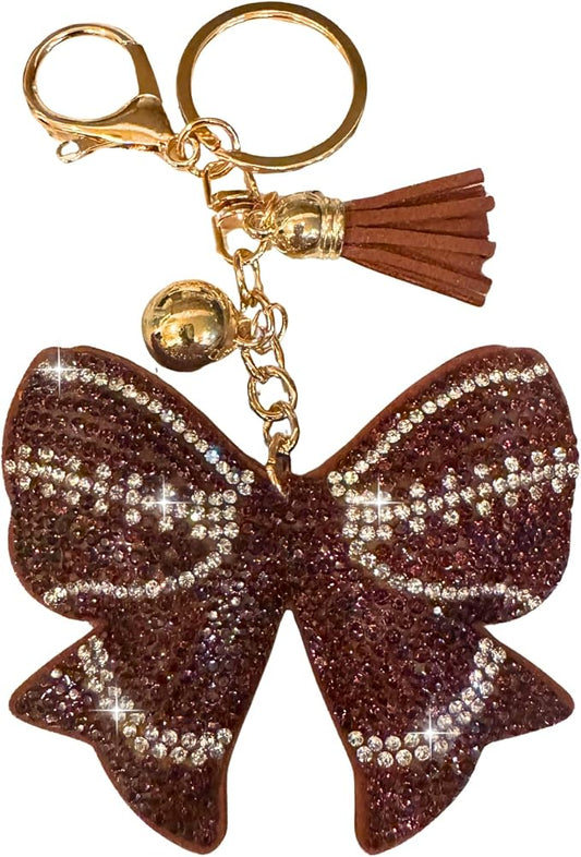 Football Rhinestone Bow Bag Charm / Keychain